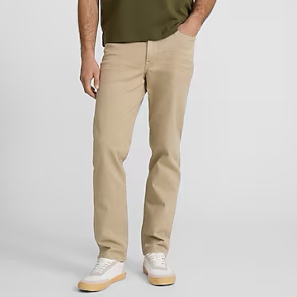 NWT Express Slim Straight Khaki / Tan Hyper Stretch Jeans | Size 36x32